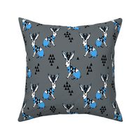 Geometric Jackalope - Charcoal/Soft Blue by Andrea Lauren