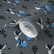 Geometric Jackalope - Charcoal/Soft Blue by Andrea Lauren