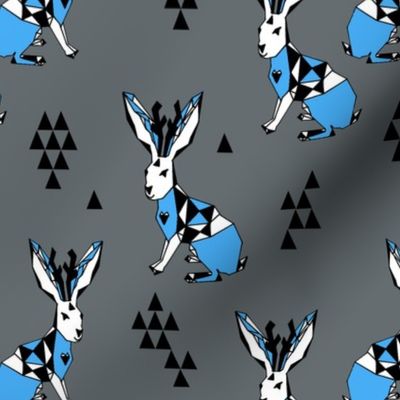 Geometric Jackalope - Charcoal/Soft Blue by Andrea Lauren