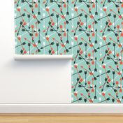 Arrows Scattered - Pale Turquoise/Vermillion/Rifle Green/White by Andrea Lauren