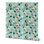 Arrows Scattered - Pale Turquoise/Vermillion/Rifle Green/White by Andrea Lauren