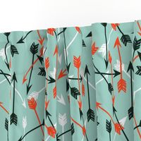 Arrows Scattered - Pale Turquoise/Vermillion/Rifle Green/White by Andrea Lauren