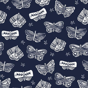 Butterflies Mixed - Imperial Blue/White by Andrea Lauren