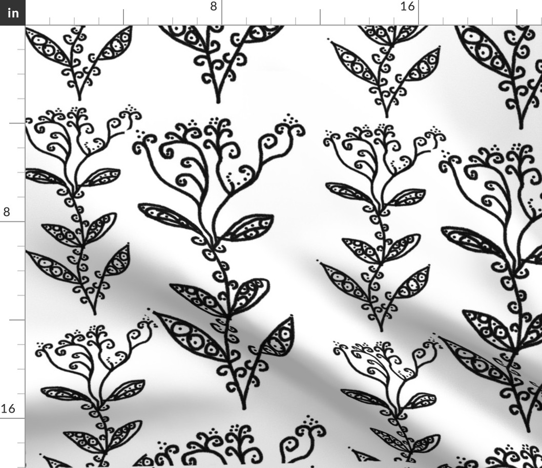 Black and White Floral Ivy Vines