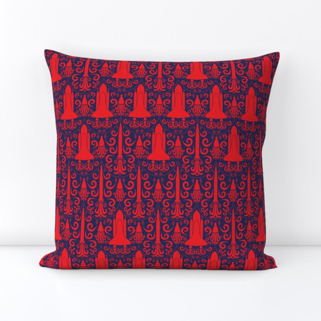 Rocket Science Damask (Red and Navy)