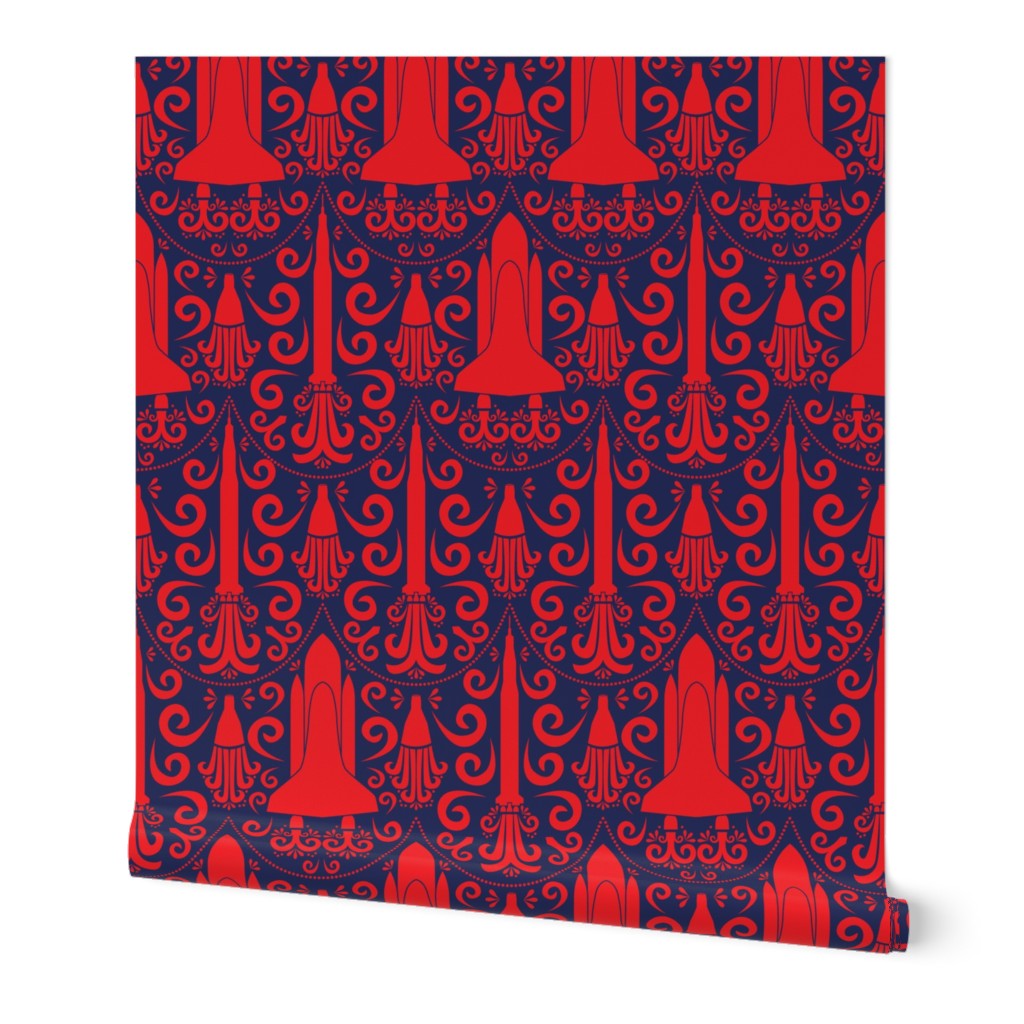 Rocket Science Damask (Red and Navy)