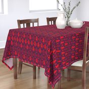 Rocket Science Damask (Red and Navy)