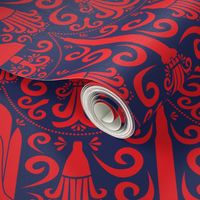 Rocket Science Damask (Red and Navy)