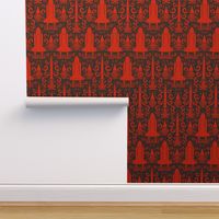 Rocket Science Damask (Red and Navy)