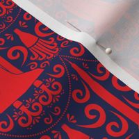 Rocket Science Damask (Red and Navy)