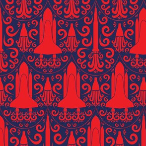 Rocket Science Damask (Red and Navy)