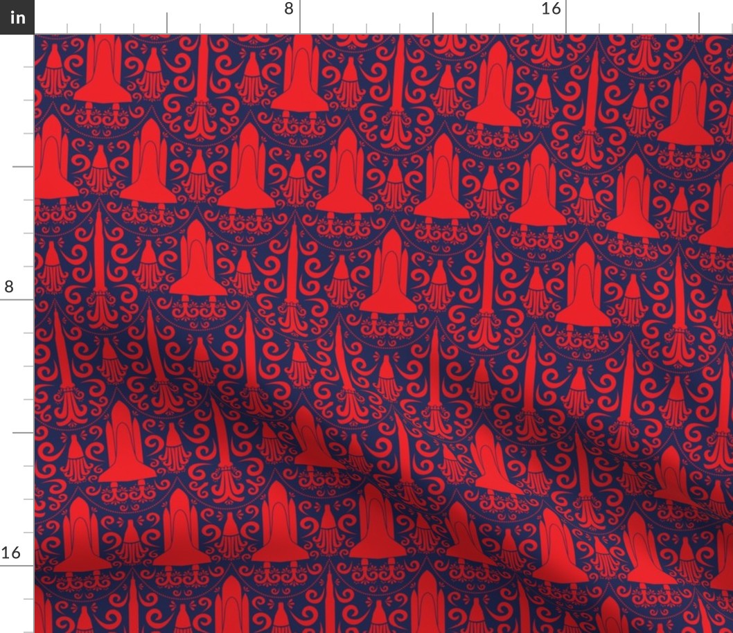 Rocket Science Damask (Red and Navy)