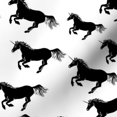 Unicorn Stampede in Black and White LARGE