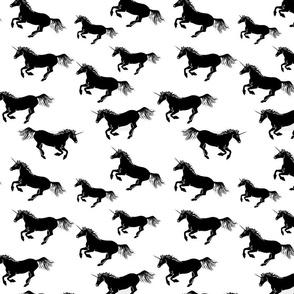 Unicorn Stampede in Black and White LARGE