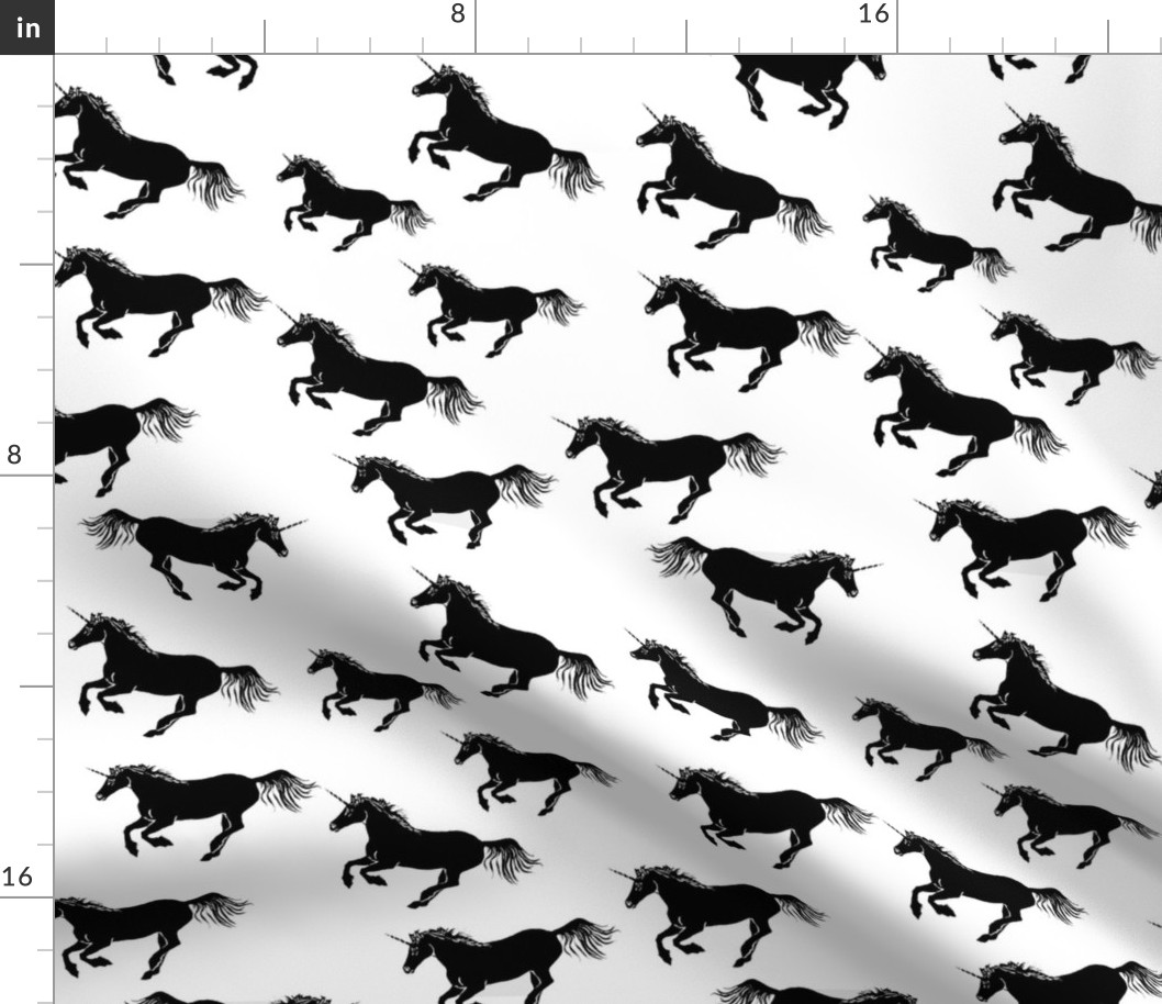 Unicorn Stampede in Black and White LARGE