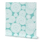 Delightful Doilies Tea Towel - Aqua