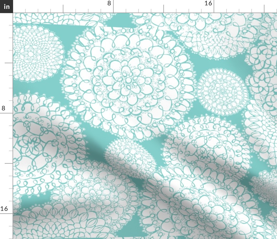 Delightful Doilies Tea Towel - Aqua