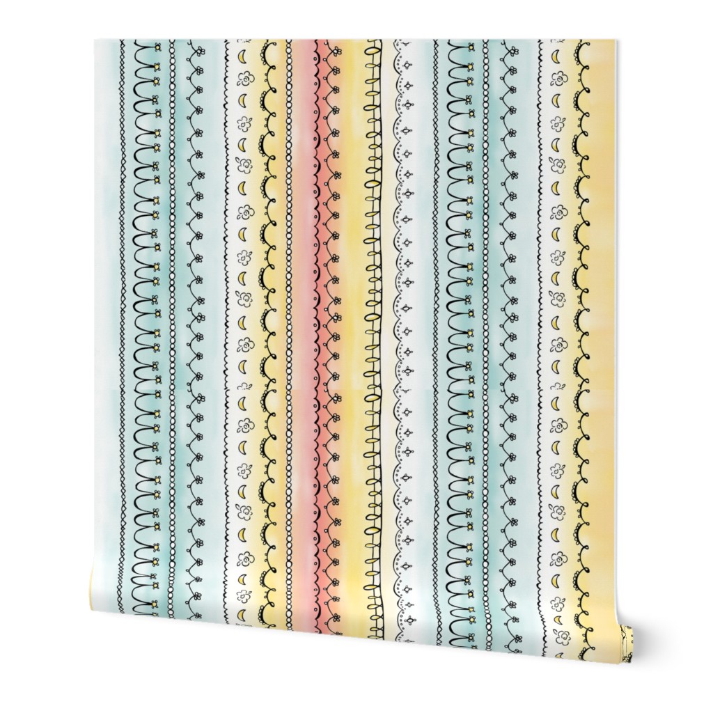 Frills and Fancies Tea Towel - Watercolor Stripe