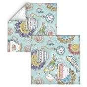 Tea Time Kitchen Towel - Watercolor Birds