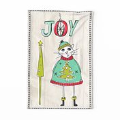 Christmas Joy Cat Tea Towel