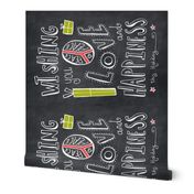 Peace Love And Happiness Chalkboard Tea Towel - Christmas