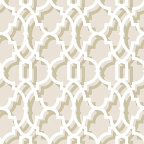 Tiffany trellis bold shadow in light sand, taupe and white
