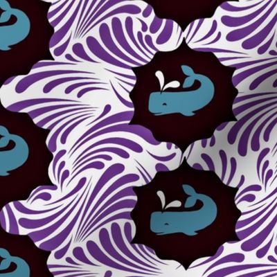 Blue Whales and Purple Waves Pattern