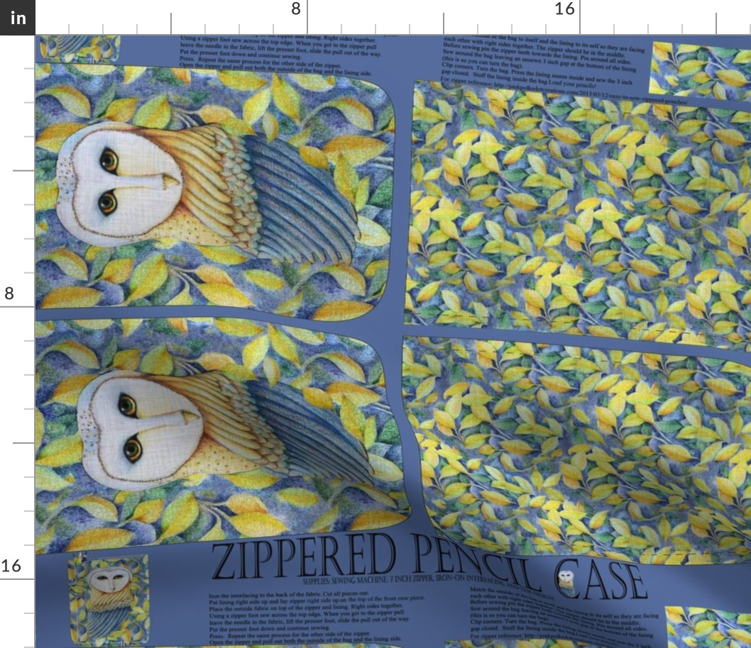 A zippered owl pencil case