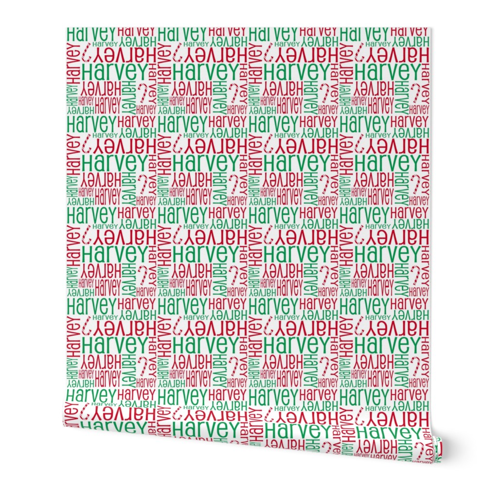 Personalised Name Fabric - Christmas Canes