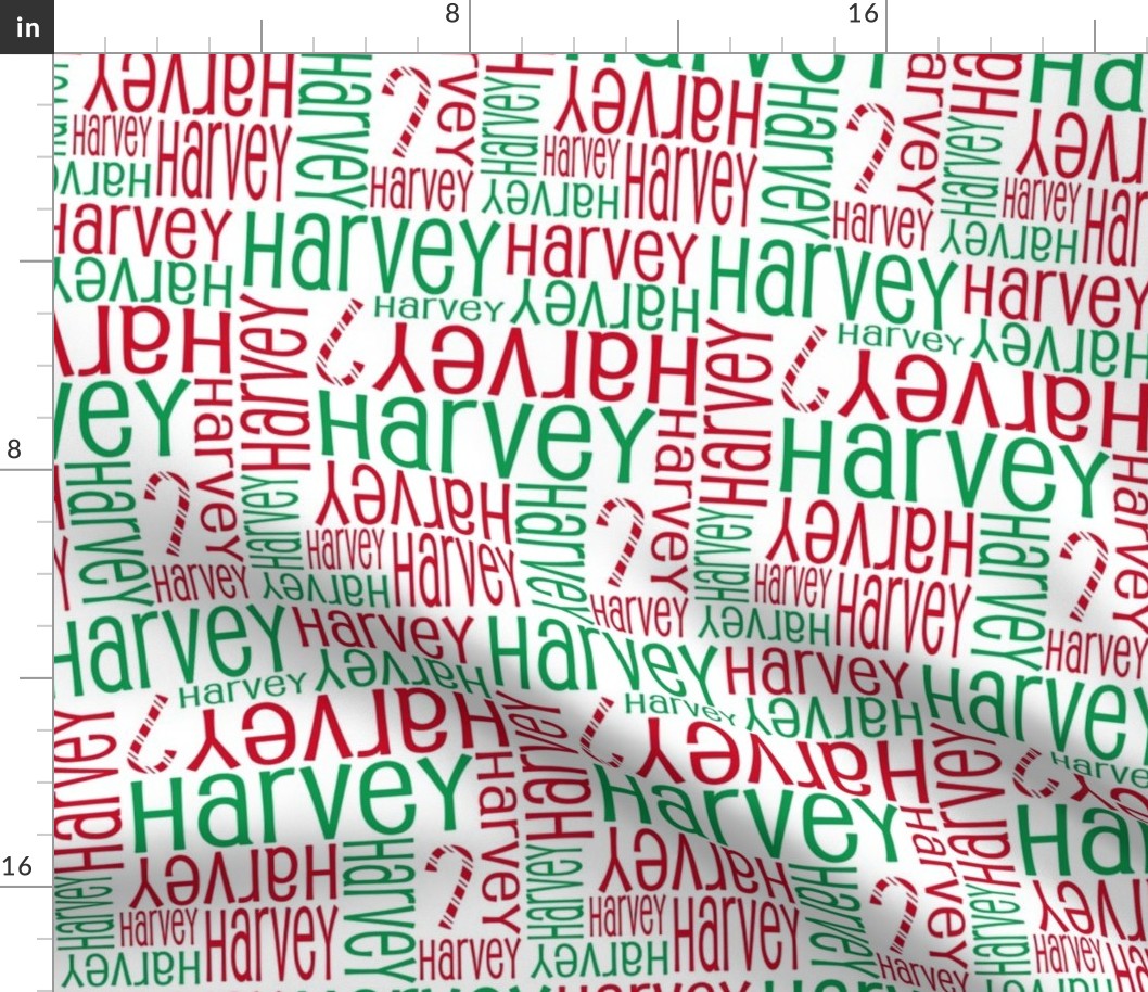 Personalised Name Fabric - Christmas Canes