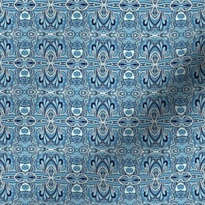 Swirly Blue Delft horizontal stripe