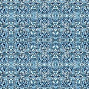 Swirly Blue Delft horizontal stripe
