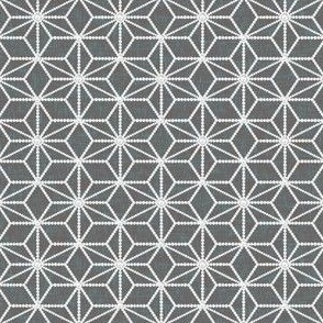 Hemp leaf geometric pattern pearls on mid-gray by Su_G