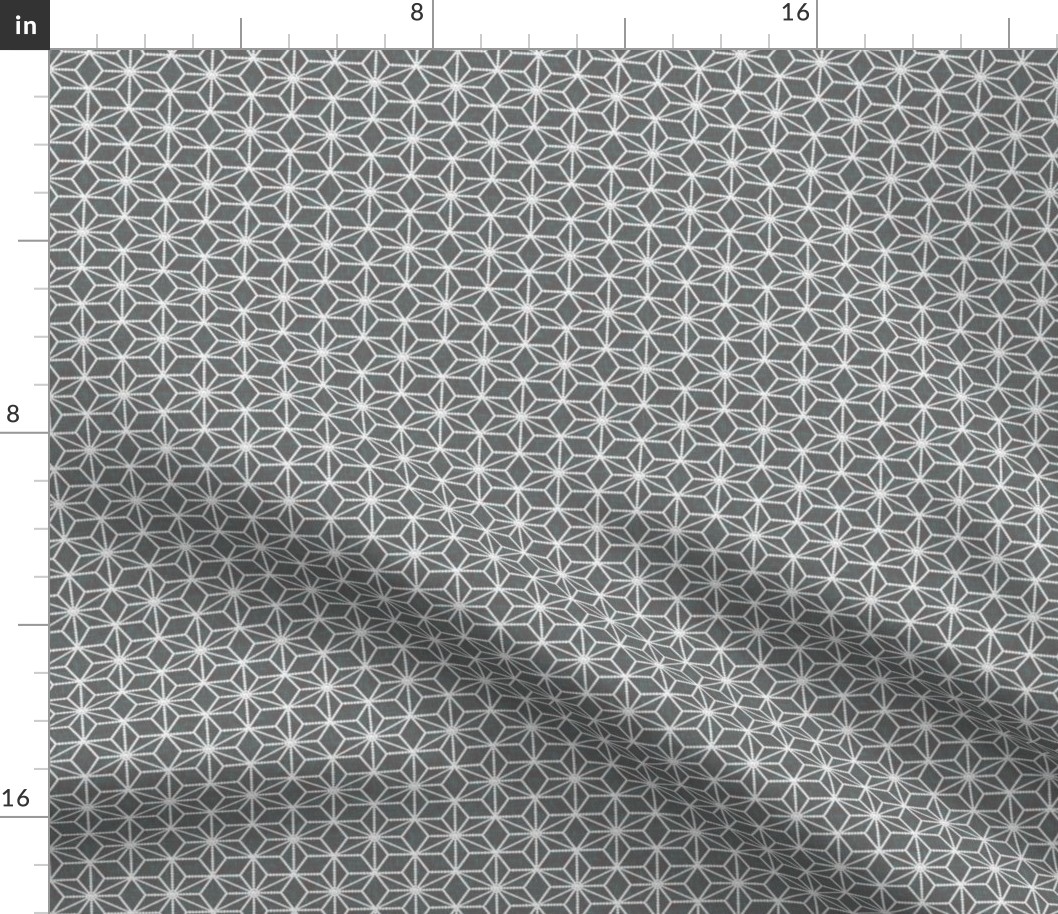 Hemp leaf geometric pattern pearls on mid-gray by Su_G