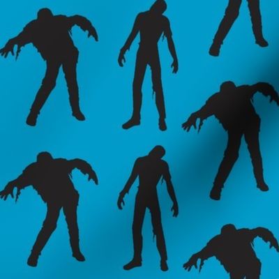 Large Silhouette of the Walking Dead-blue