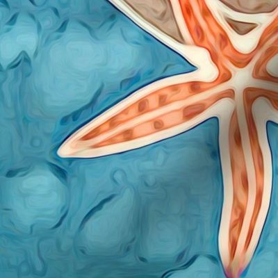 Orange Starfish with Brilliant Blue Ocean 