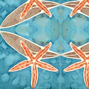 Orange Starfish with Brilliant Blue Ocean 
