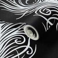 Art Deco Peacock Feather in Black & White