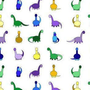 yellow, green, blue and purple dinos, oh my!