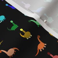 rainbow dinosaurs in black