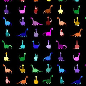 rainbow dinosaurs in black