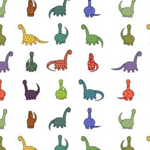 patterned dinosaurs (in white)