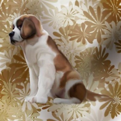 Saint Bernard puppy floral