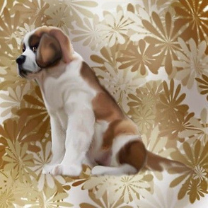 Saint Bernard puppy floral