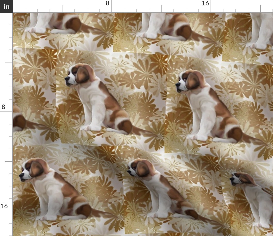 Saint Bernard puppy floral