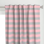 Stripes - Grey  Light Baby Pink (2 inch)