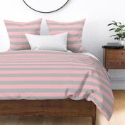 Stripes - Grey  Light Baby Pink (2 inch)