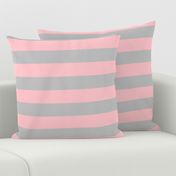 Stripes - Grey  Light Baby Pink (2 inch)