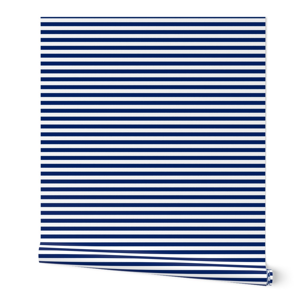 Stripes - Navy Blue   White Nautical (2 inch)