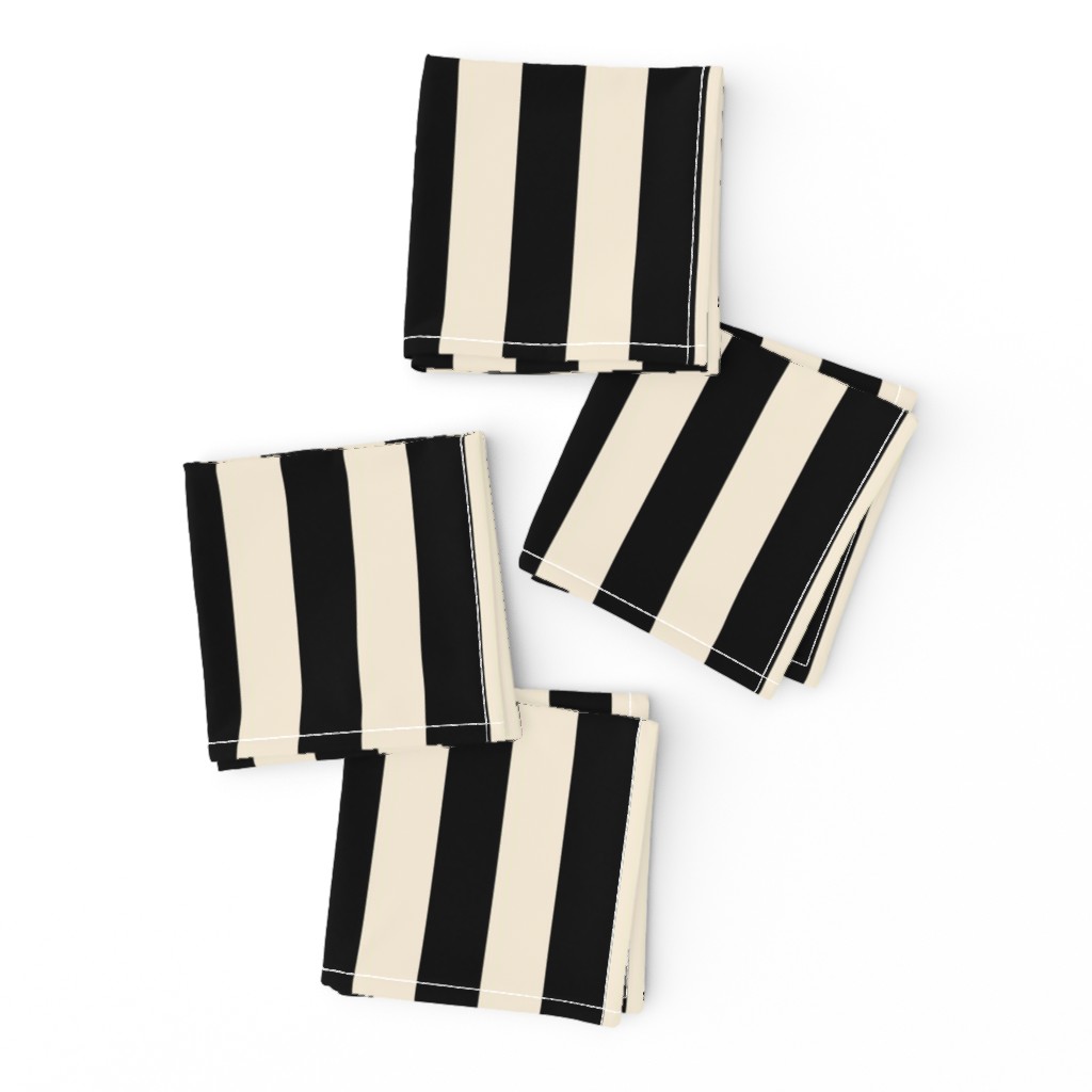 Stripes - Cappuccino Cream Tan Black Nautical (1 inch wide stripes) (2508)